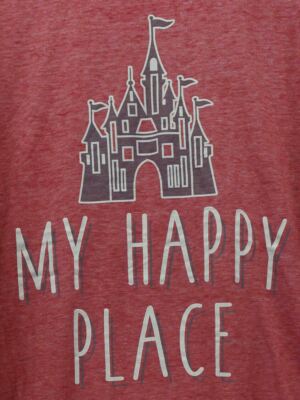 Disneyland My Happy Place Castle Red Gray Ringer T Shirt