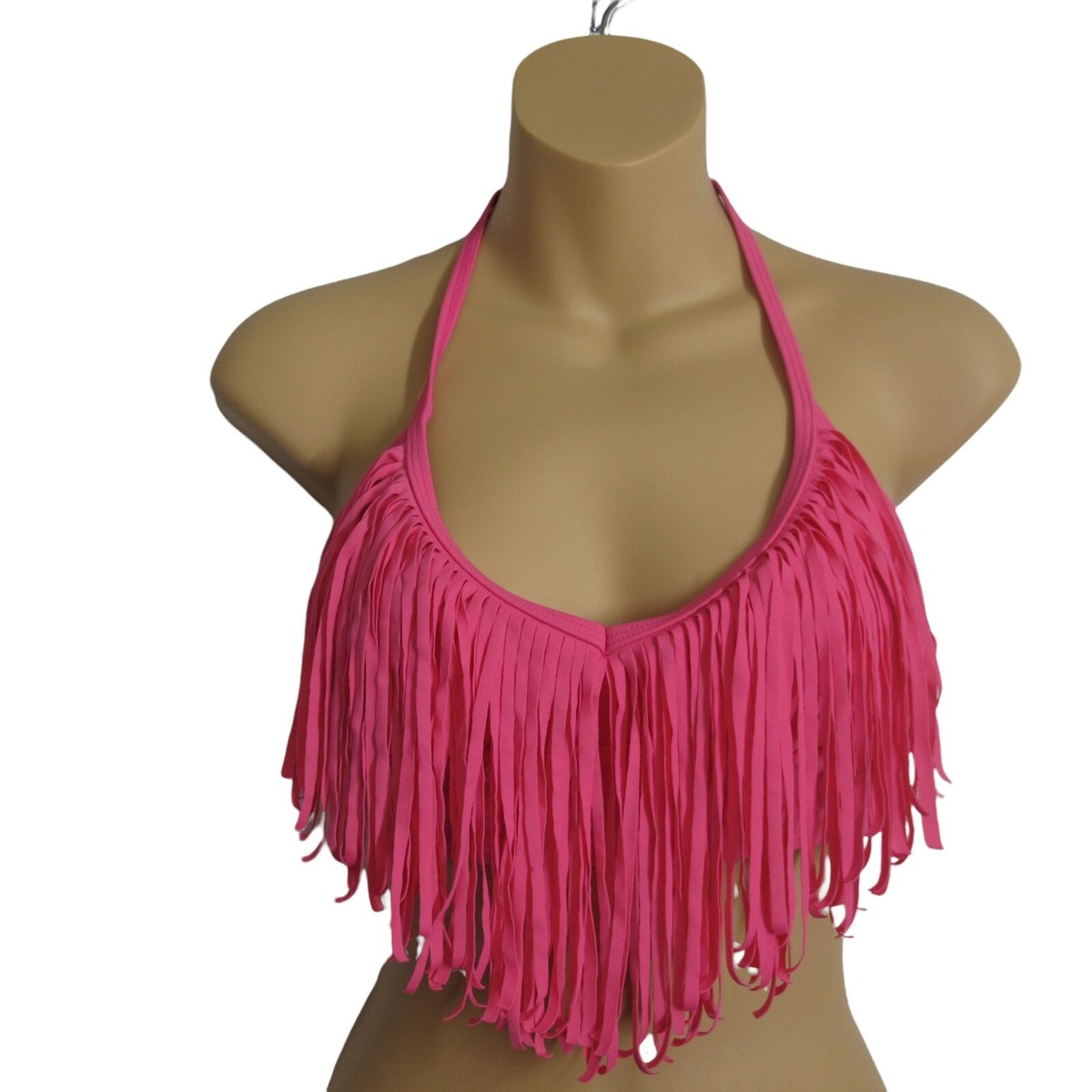Target Bathing Suit Top Pink Loose Fringe Accent Swim Suit Medium
