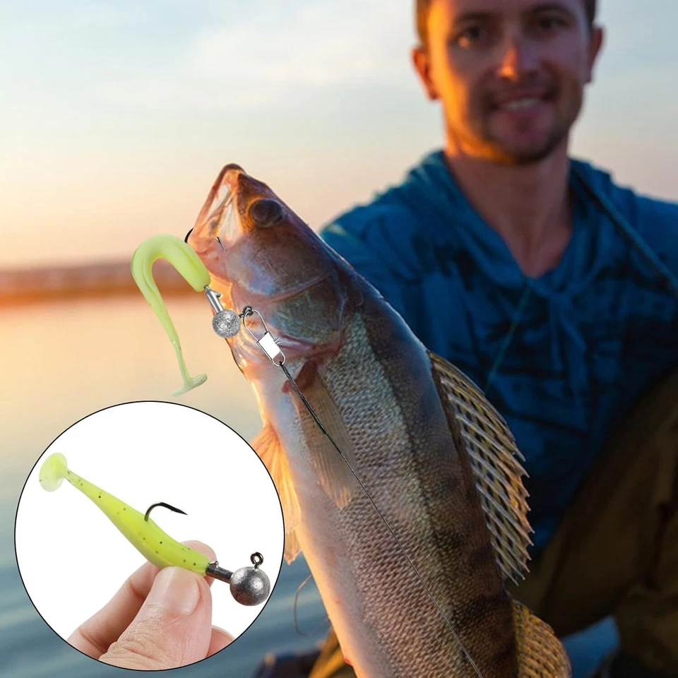 58 Stk Kunstköder Gummifische Angel Set Hecht Barsch Zander Jigköpfe Jighaken - Bild 3 von 4