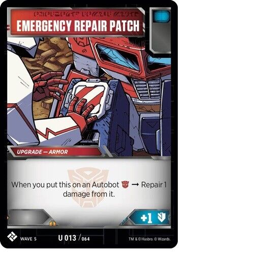 Transformers TCG 3X EMERGENCY REPAIR PATCH Uncommon U 013/064 - Wave 5 (Playset) - Picture 1 of 2