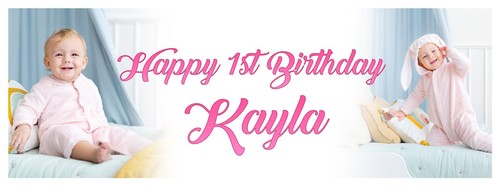 PERSONALISED BIRTHDAY BANNER PHOTO NAME PARTY DECORATION BOYS GIRLS - Picture 8 of 15