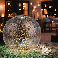 Solarlampe AußEnleuchte Gartendeko Kugellampe Orientalisch Gold Led D 27 Cm