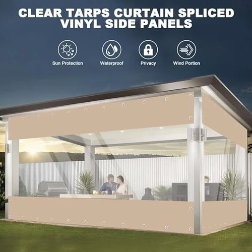 Outdoor Klar PVC Plane Vorhang Wasserdicht Schwerlast Terrasse Regenfest Vorhang USA - Bild 20 von 25