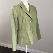 Pendleton Petite Women  s 100 Virgin Wool Green LS Pockets Lined Jacket Sz 14P