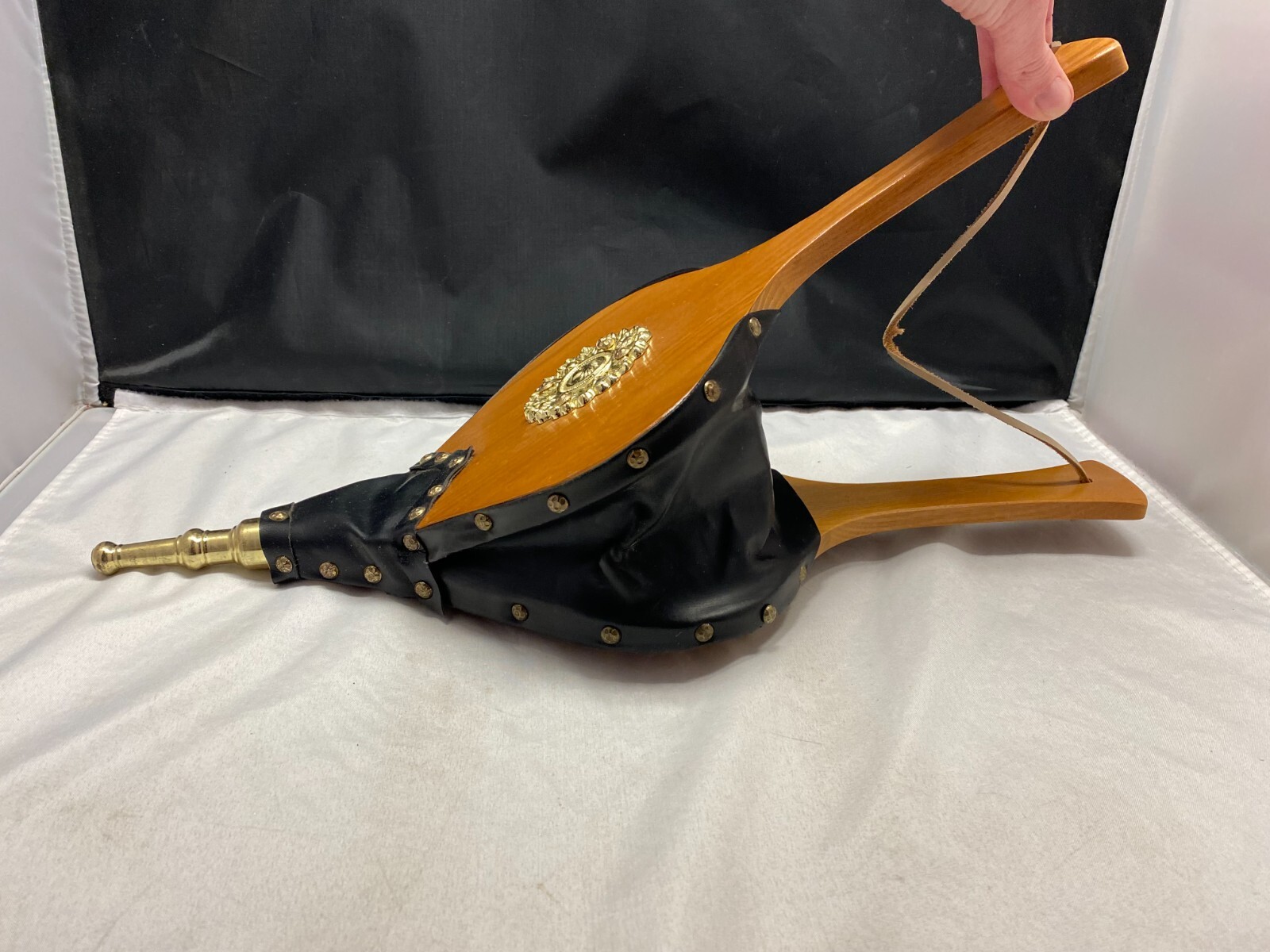 Vintage Bellow Fire Place Blower Hand Pump Wooden Leather - Fireplace  19u0026#034;x7u0026#034; | eBay