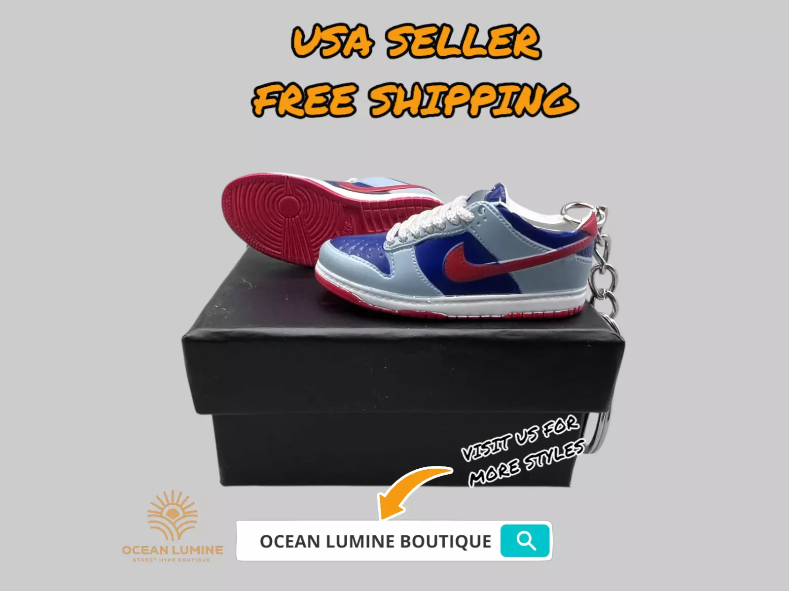 SB Dunk Low Mini Porte clés Baskets 3D, Baskets Basketball Boîte de Collection Options