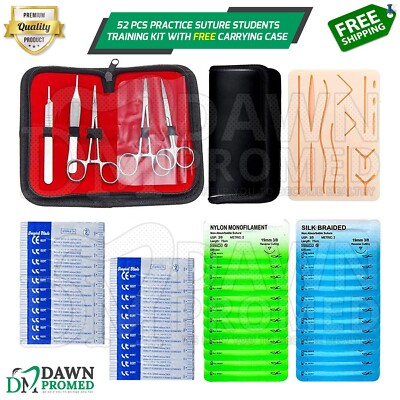 52 Pcs Practice Suture Kit W/Pad Student Training Medical Veterinary German Gr