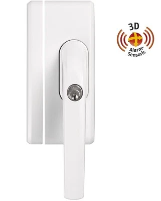 Abus FO400A Fenster-Zusatzschloss mit Alarm in weiß und Braun AL0125 - Bild 1 von 4