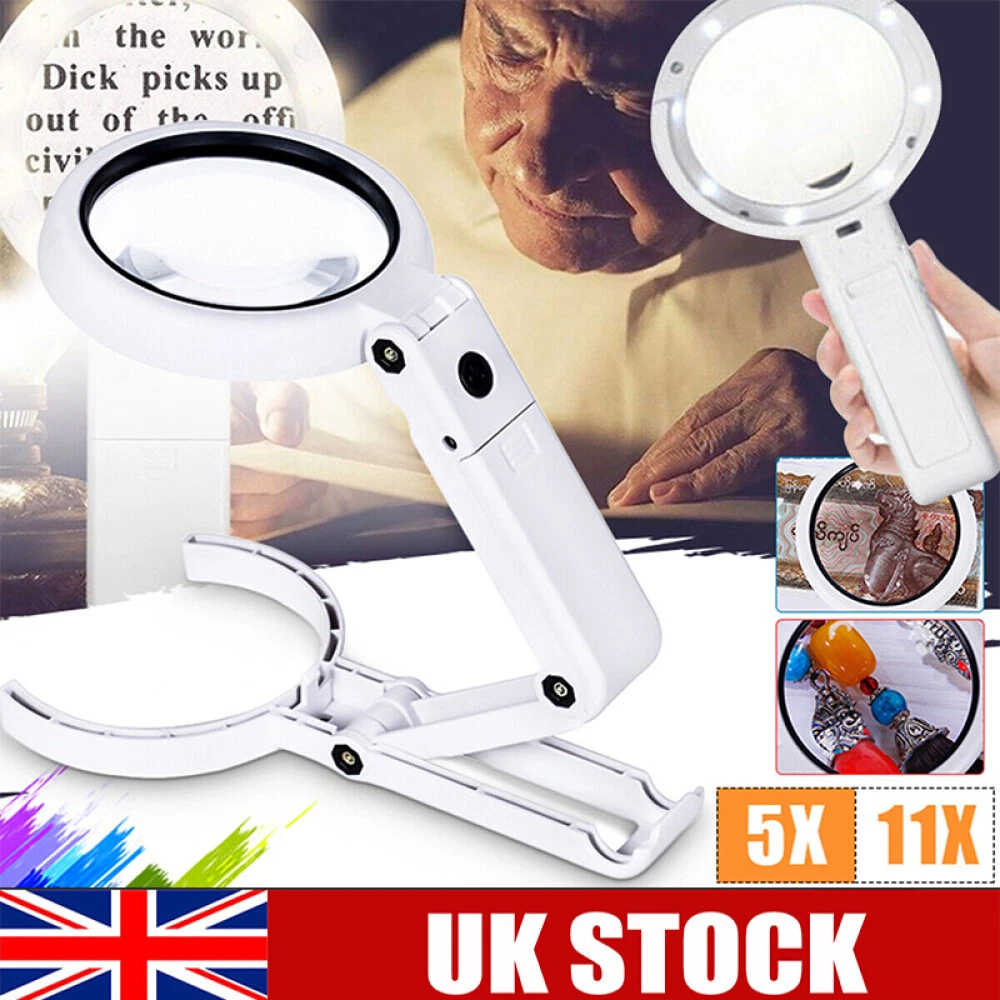 Magnifying glass with led light and stand deals