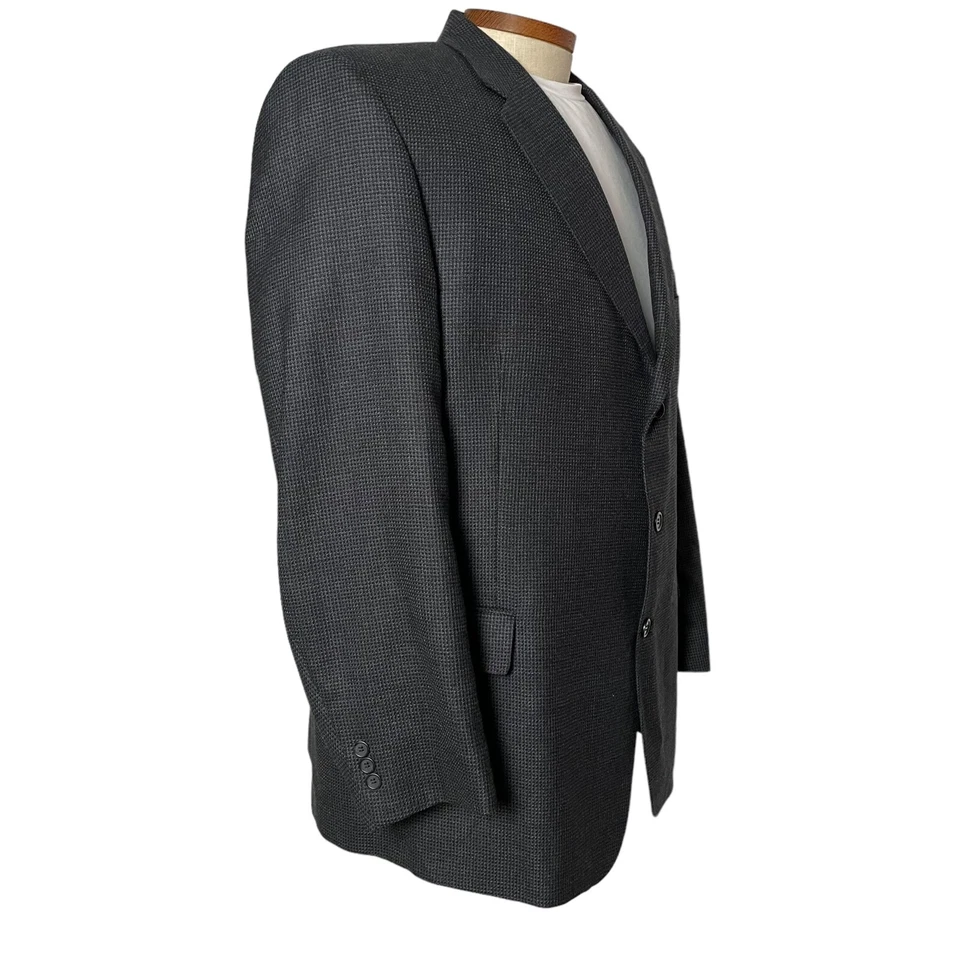 Jaqueta masculina Adolfo blazer 3 botões lã peito único xadrez azul casaco esportivo 50L - Imagem 4 de 4