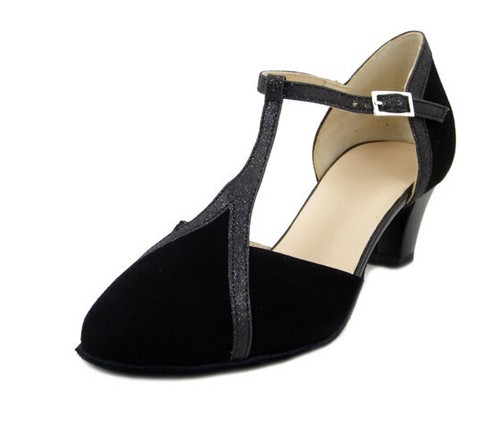 Scarpe da Ballo Donna Pelle Camoscio Nero Glitter Tacco Basso 5 cm Made in  Italy | eBay