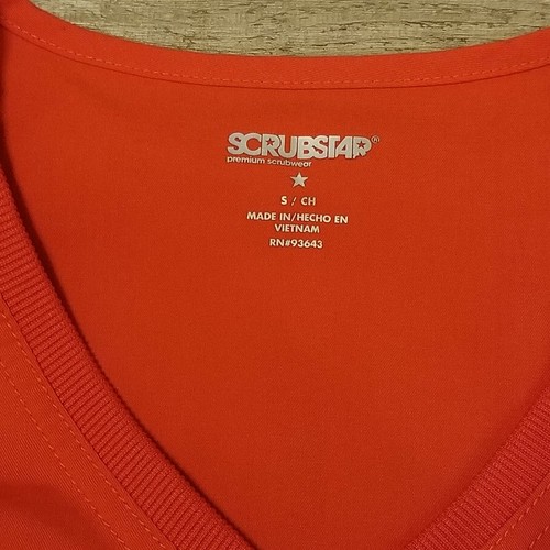 ScrubStar Stretch Scrub Top Women’s Small Solid Red Color RN 93643 3