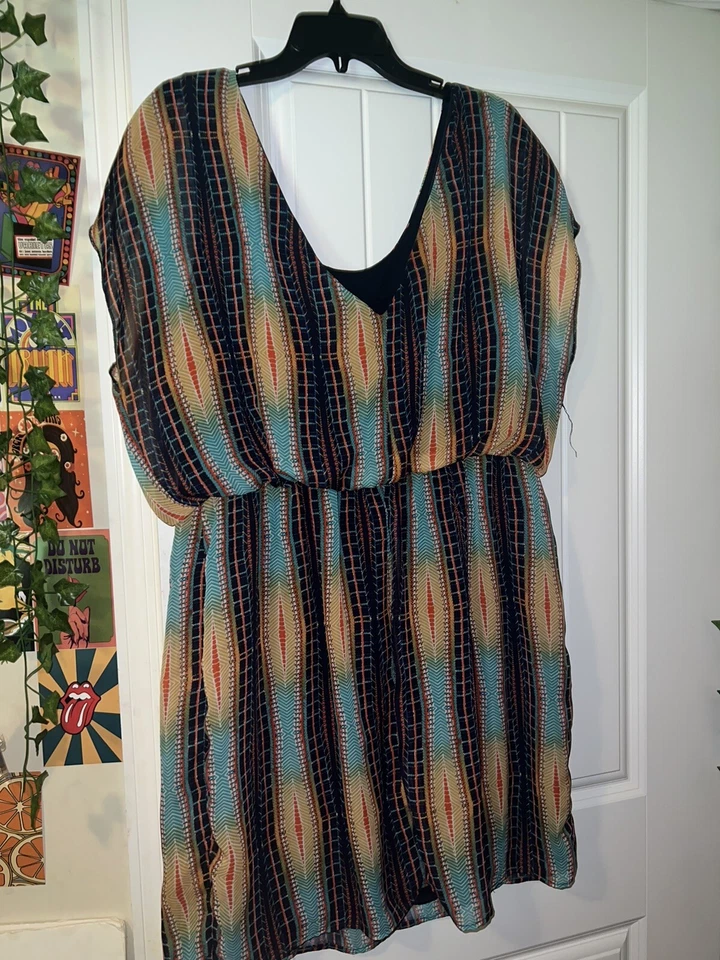 City triangle womens aztec printed short sleeve dress blue womens 1XL - Image 3 of 3