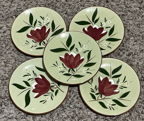 (5) Vintage Stangl Pottery 1950s Magnolia Pattern Small Dessert Plates 5.5