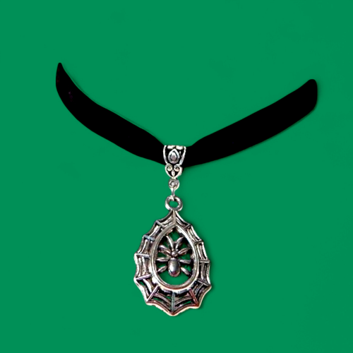 black-velvet-silver-spider-web-teardrop-choker-halloween-gothic