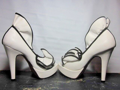 EMMA COOK TOPSHOP WEISS LEDER PLATEAU PEEPTOE HEELS EU 39