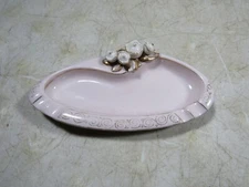 Vintage Hand Painted Lefton China Art Pottery Ceramic Small Ashtray Pink Floral 
