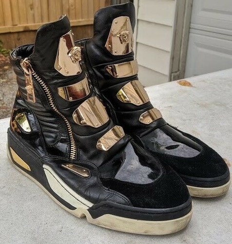 Versace Medusa Gold Plate Black Leather 