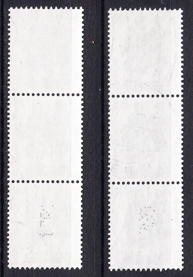 Sellos Mi 1934AR Goethe usados. Dos tiras de 3 sellos. Con numeración al dorso. - Imagen 2 de 2