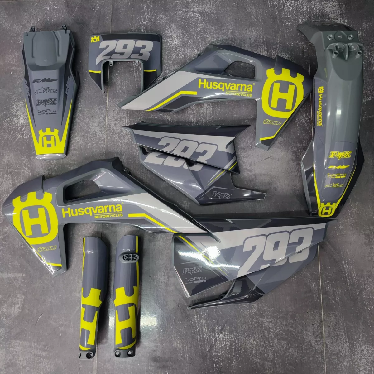 Plastics Graphics Husqvarna TE FE 2020 2021 2022 2023 Gray