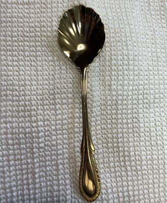 Breeze Gold Shell Sugar Spoon Farberware Flatware w/ Feathered Tip
