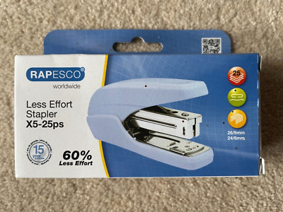 Rapesco X5-25ps Hefter mit weniger Aufwand, 25 Blatt, blau, 24/6-8 mm, 26/6-8 mm