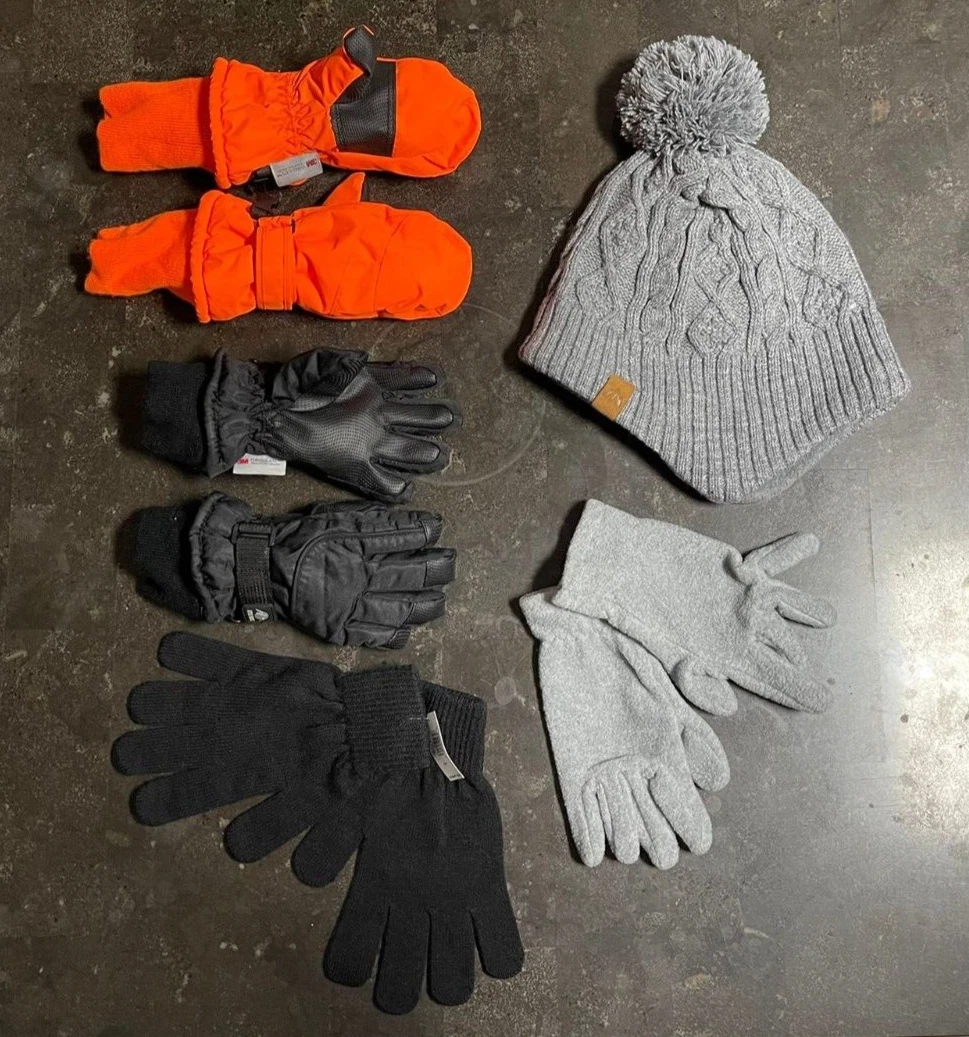 Lot of 5 Snow Winter Gloves & Accessories - 3M Thinsulate, Waterproof, Ski Gear