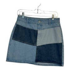 Wild Fable Blue Denim Mini Skirt Patchwork Pockets Casual  Women's Jr Size 6