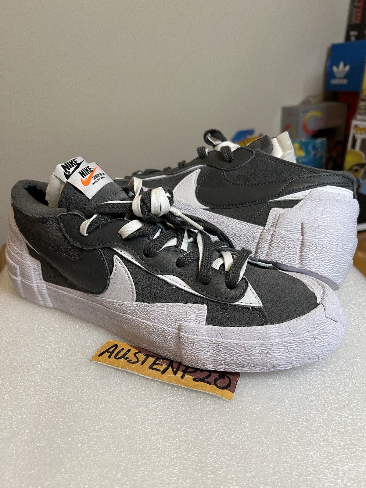 SACAI X NIKE NUOVO DS NIKE Blazer LOW x SACAI grigio ferro bianco taglia 9 DD1877 002 air force
