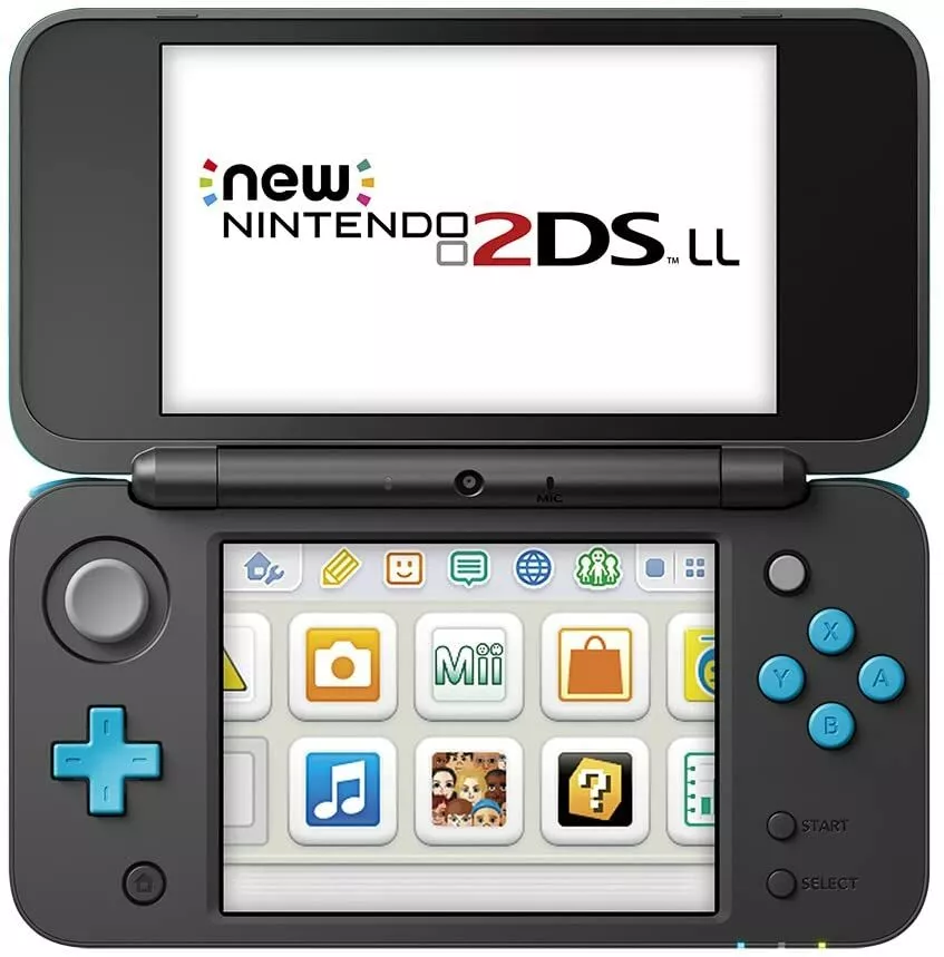 USED Japanese New Nintendo 2DS XL LL BLACK TURQUOISE BLUE with all 