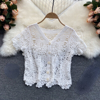 Häkeln Sommer Strickjacke Kurz Damen Strick Häkel Weste