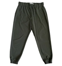 MM Lafleur Delaney Joggers Pants Pull On Drawstring Tapered Olive Green Large