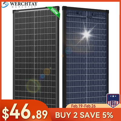 100Watt Bifacial Solar Panel 12V Mono Home PV Power Off-Grid Boat Power Werchtay