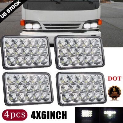 4pcs 4x6'' LED Headlight High/Low Beam Headlamp For Isuzu NQR NPR FTR 1994-2005