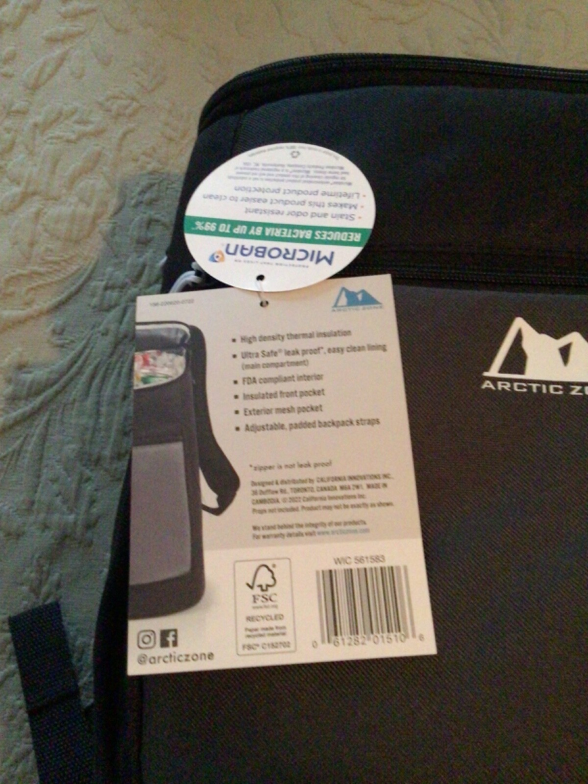 NEW Arctic Zone 18 Can Capacity Insulated Black Padded BACKPACK COOLER Microban