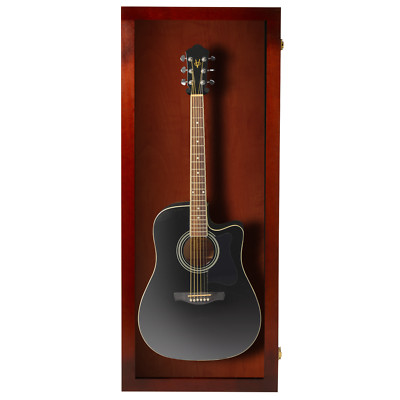 Acoustic Cherry Finish Guitar display case Solid hardwood with Locks 