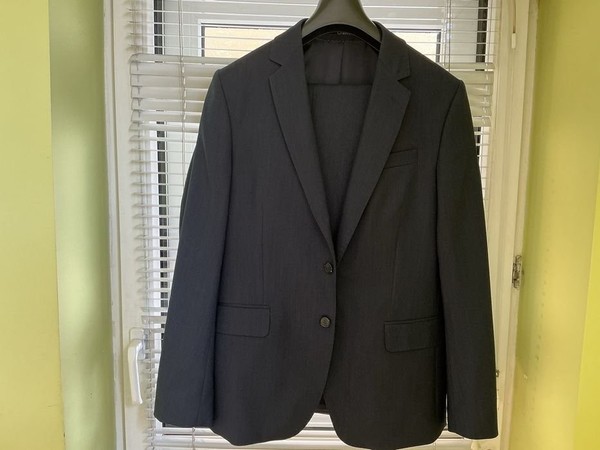 Men Arber Suit Grey Polyester 38