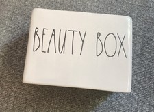 Rae Dunn BEAUTY BOX Ceramic Square Brush Organizer Holder 4X5.5
