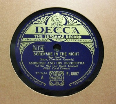 AMBROSE & HIS ORCHESTRA Serenade In The Night / When The Poppies... DECCA (87)
