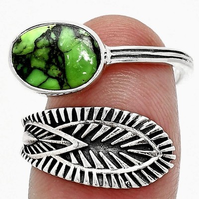 Verstellbarer - Grüner Matrix Türkis 925 Sterling Silber Ring Gr.8 Schmuck R-1116