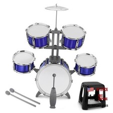 Kids Drum Set 5 Piece Toddlers Jazz Drum Kit with Stool Musical Style B