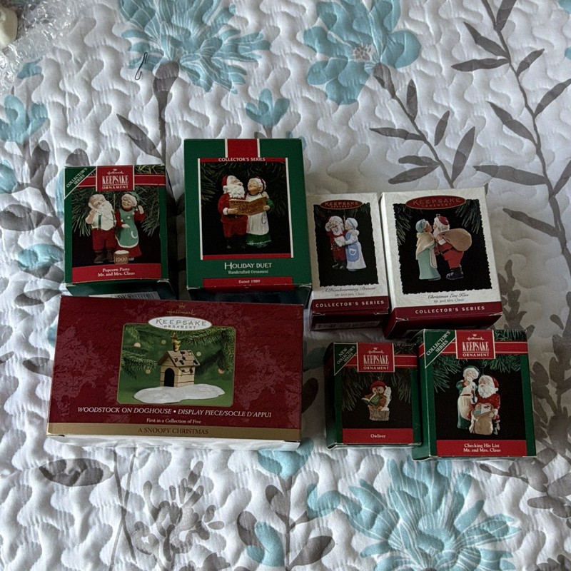 Hallmark Keepsake Christmas Ornaments Peanuts Snoopy Woodstock Mr & Mrs Claus