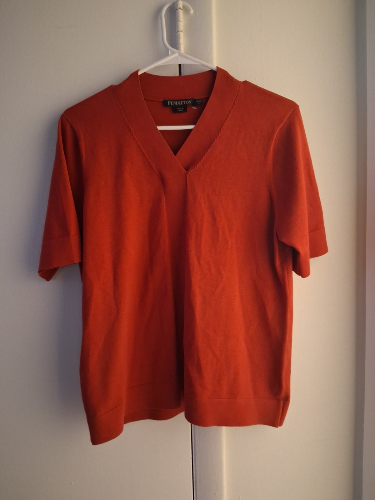 Pendleton Pullover Short Sleeve Top Rust Orange W… - image 1
