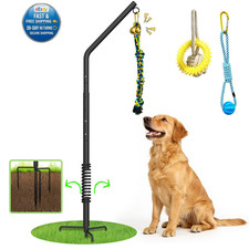 Tether Outdoor Dog Rope Toy with Adjustable Height Spring Pole, 3 Kinds Dog Tug