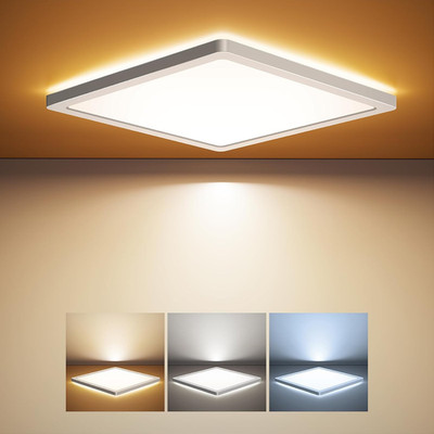 BLNAN LED Deckenleuchte 24W Deckenlampe Flach, Warm Neutral Kalt Weiß 3000K/4000