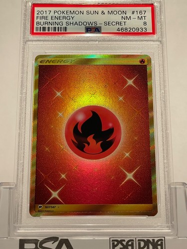 2017 POKEMON SUN & MOON BURNING SHADOWS #167 FIRE ENERGY CARD SECRET PSA 8 NM-MT