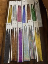 48  Long Fairy Hair Tinsel Sparkling Shiny Hair Extensions Strands 13 Packs New