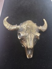 Steer Skull Brass Belt Buckle Vintage 1970s Texas