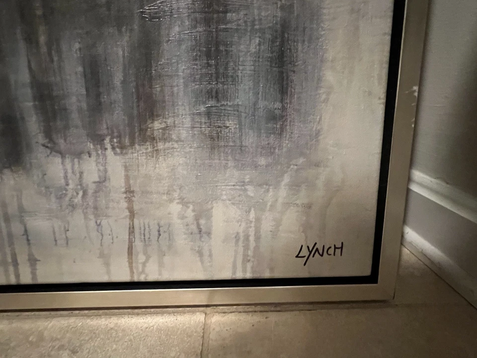 Arte de pared sereno abstracto en lienzo de bosque y lago de invierno Foto 4 de 4