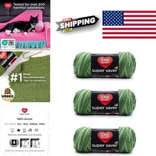 Super Saver Yarn 3 Pack Green Tones 100 Percent Acrylic for Knitting and Crochet